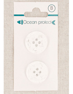 Tarjeta de 2 botones blancos de 20 mm 4 agujeros - Borde enrollado
