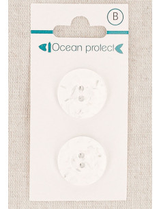 Tarjeta de 2 botones blancos de 20 mm 2 agujeros - Borde