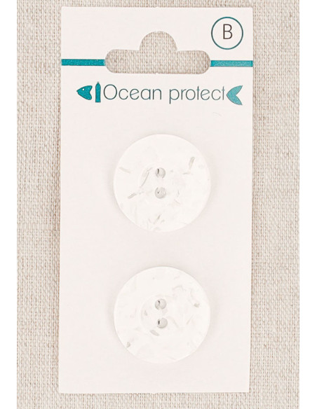 Tarjeta de 2 botones blancos de 20 mm 2 agujeros - Borde