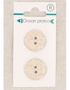 Tarjeta de 2 botones beige 20 mm 2 agujeros - Planos