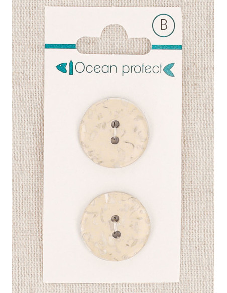Tarjeta de 2 botones beige 20 mm 2 agujeros - Planos