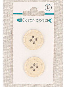 Tarjeta de 2 botones beige 20 mm 4 agujeros - Borde enrollado
