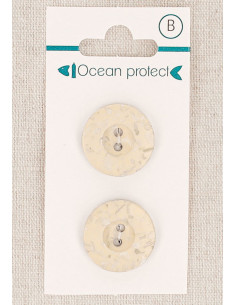Tarjeta de 2 botones beige 20 mm 2 agujeros - Borde