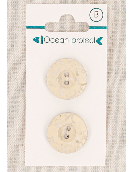 Tarjeta de 2 botones beige 20 mm 2 agujeros - Borde
