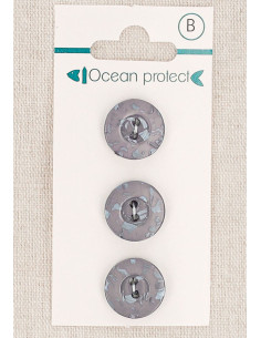 Tarjeta de 3 botones morados de 15 mm 2 agujeros - Borde
