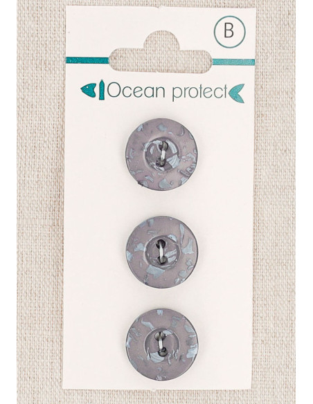 Tarjeta de 3 botones morados de 15 mm 2 agujeros - Borde
