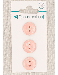 Tarjeta de 3 botones rosa 15 mm 2 agujeros - Planos