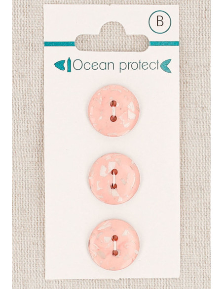 Tarjeta de 3 botones rosa 15 mm 2 agujeros - Planos