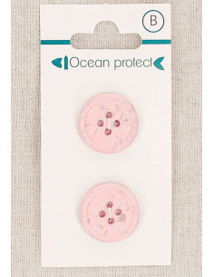 Tarjeta de 2 botones rosa de 18 mm 4 agujeros - Borde enrollado