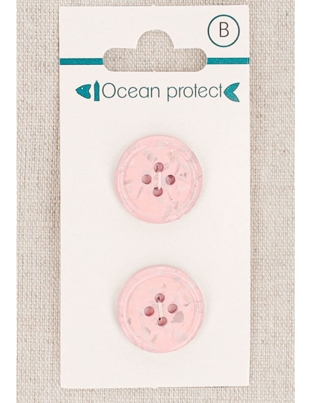 Tarjeta de 2 botones rosa de 18 mm 4 agujeros - Borde enrollado