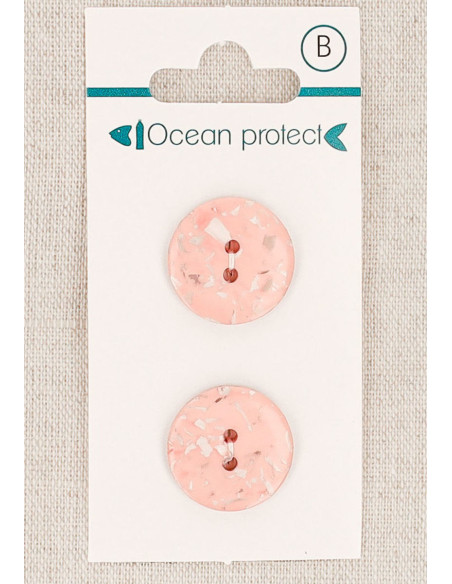 Tarjeta de 2 botones rosa de 18 mm 2 agujeros - Planos