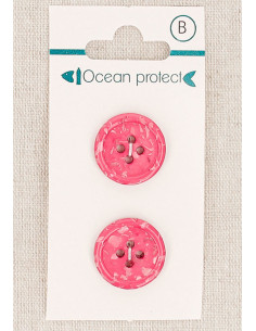 Tarjeta de 2 botones fucsia de 18 mm 4 agujeros - Borde enrollado