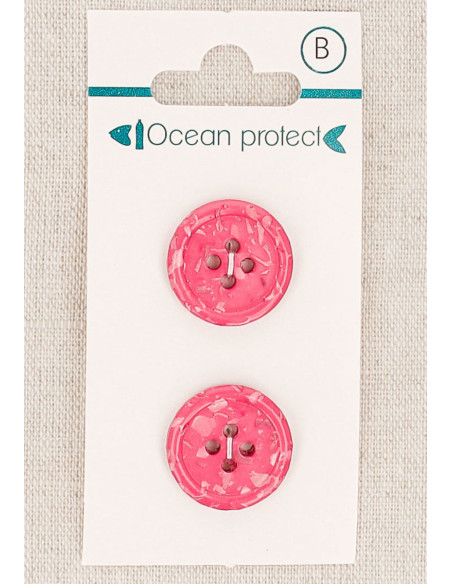 Tarjeta de 2 botones fucsia de 18 mm 4 agujeros - Borde enrollado