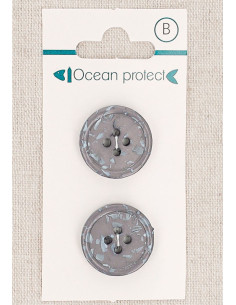 Tarjeta de 2 botones morados de 20 mm 4 agujeros - Borde enrollado