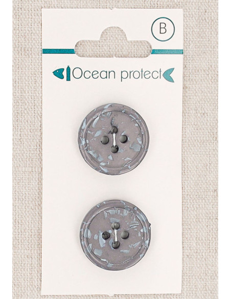 Tarjeta de 2 botones morados de 20 mm 4 agujeros - Borde enrollado