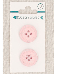Tarjeta de 2 botones rosa 20 mm 4 agujeros - Borde enrollado