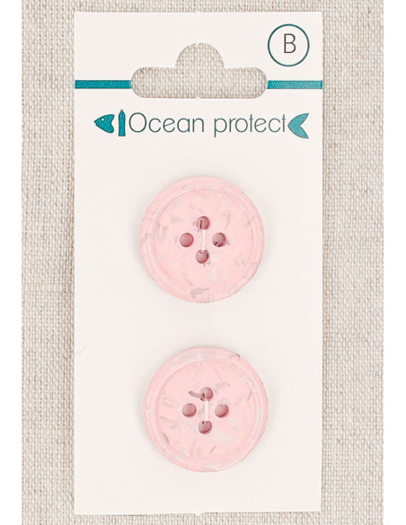Tarjeta de 2 botones rosa 20 mm 4 agujeros - Borde enrollado