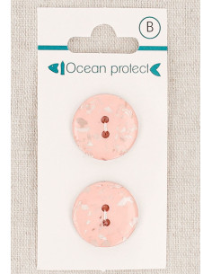 Tarjeta de 2 botones rosa 20 mm 2 agujeros - Planos