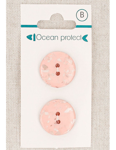 Tarjeta de 2 botones rosa 20 mm 2 agujeros - Planos