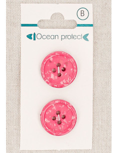Tarjeta de 2 botones fucsia de 20 mm 4 agujeros - Borde enrollado
