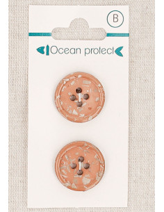 Tarjeta de 2 botones marrón rosado de 20 mm 4 agujeros - Borde enrollado