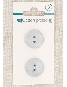 Tarjeta de 2 botones azul glaciar de 18 mm 2 agujeros - Planos