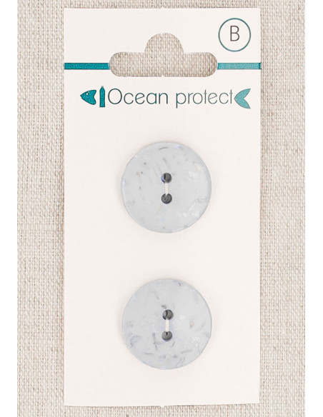 Tarjeta de 2 botones azul glaciar de 18 mm 2 agujeros - Planos