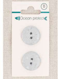 Tarjeta de 2 botones azul glaciar 20 mm 2 agujeros - Planos