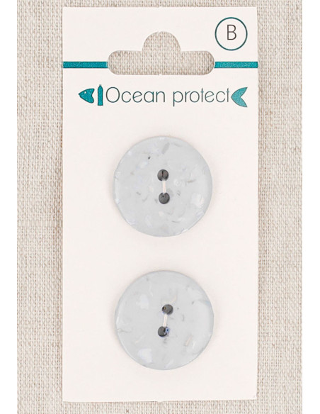 Tarjeta de 2 botones azul glaciar 20 mm 2 agujeros - Planos