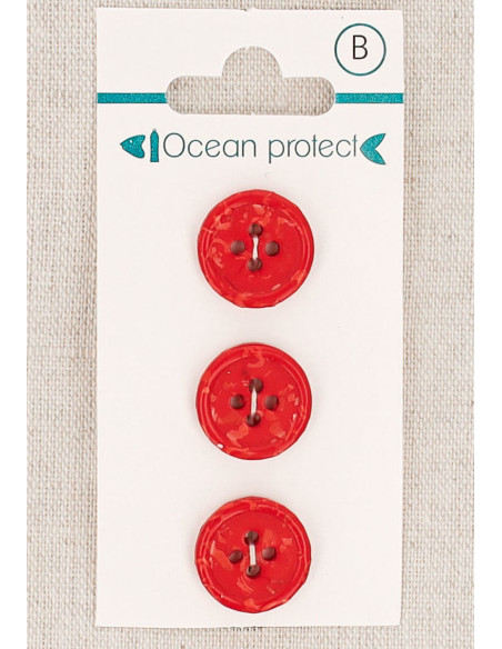 Tarjeta de 3 botones rojos de 15 mm 4 agujeros - Borde enrollado