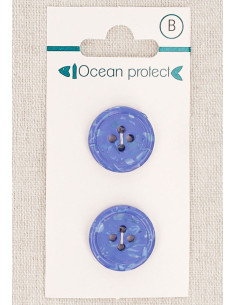 Tarjeta de 2 botones azules de 18 mm 4 agujeros - Borde enrollado