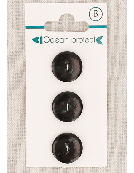 Tarjeta de 3 botones negros 15 mm 2 agujeros - Planos