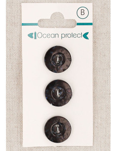 Tarjeta de 3 botones negros de 15 mm 2 agujeros - Borde