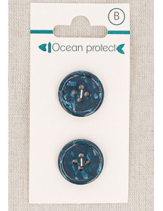 Tarjeta de 2 botones marino 18 mm 4 agujeros - Borde enrollado