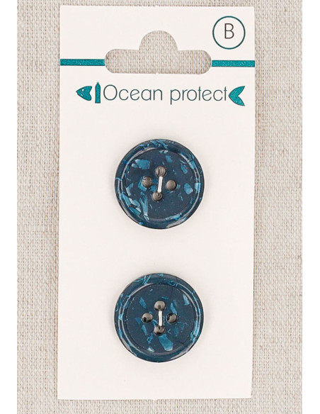 Tarjeta de 2 botones marino 18 mm 4 agujeros - Borde enrollado