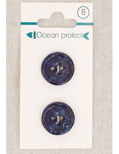Tarjeta de 2 botones marino 18 mm 4 agujeros - Borde enrollado