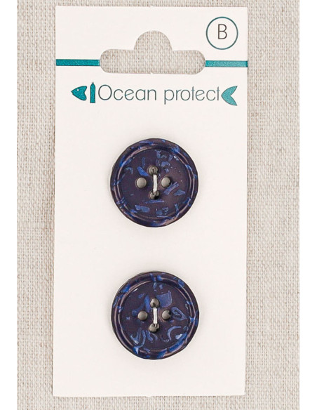 Tarjeta de 2 botones marino 18 mm 4 agujeros - Borde enrollado