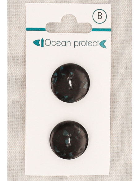 Tarjeta de 2 botones negros de 18 mm 2 agujeros - Planos