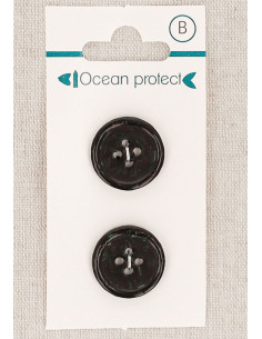Tarjeta de 2 botones negros de 18 mm 4 agujeros - Borde enrollado