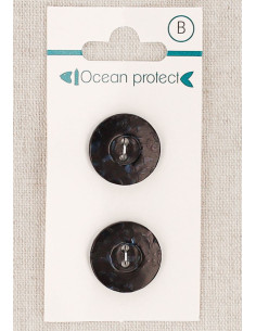 Tarjeta de 2 botones negros de 18 mm 2 agujeros - Borde