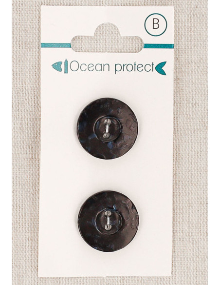 Tarjeta de 2 botones negros de 18 mm 2 agujeros - Borde