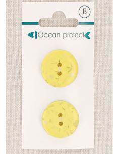 Tarjeta de 2 botones amarillos 20 mm 2 agujeros - Planos