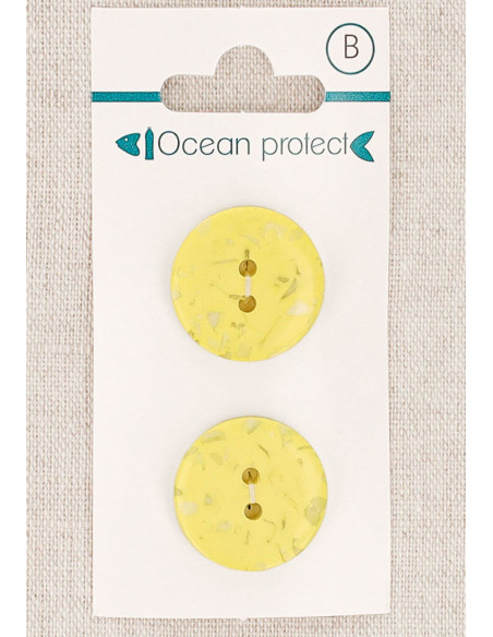Tarjeta de 2 botones amarillos 20 mm 2 agujeros - Planos