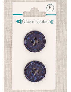 Tarjeta de 2 botones marinos de 20 mm 4 agujeros - Borde enrollado
