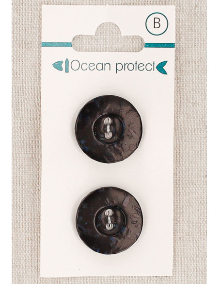 Tarjeta de 2 botones negros de 20 mm 2 agujeros - Borde