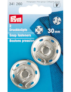 Botones de presión para coser 30 mm - Plata