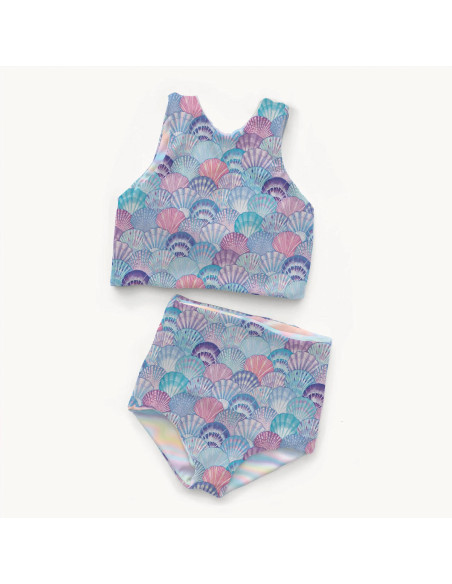 Tejido de lycra para traje de baño - Concha azul