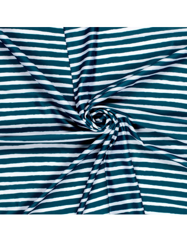 Tejido de lycra para traje de baño - Rayas azul pato
