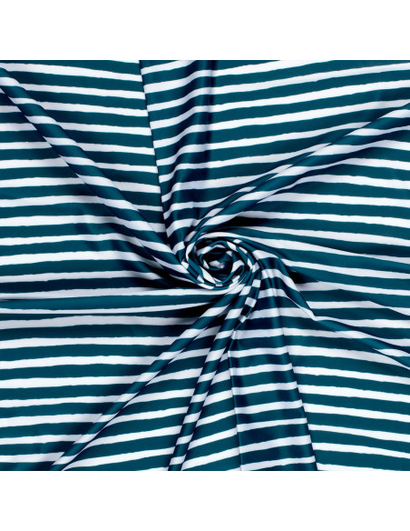 Tejido de lycra para traje de baño - Rayas azul pato
