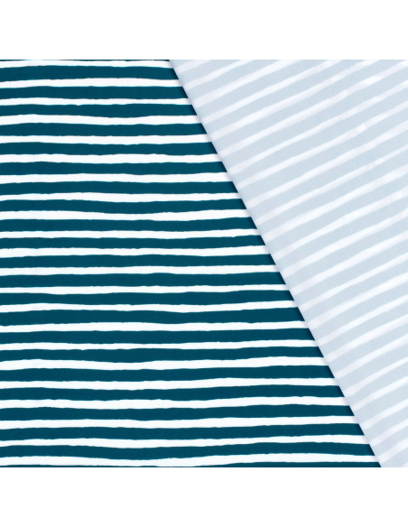 Tejido de lycra para traje de baño - Rayas azul pato